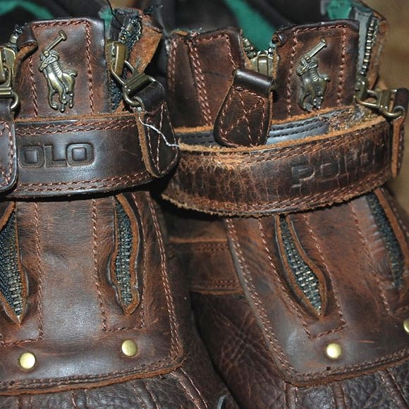 Vintage Ralph Lauren Polo Straps double Zipper Low Hiking loafer slip-on BOOTS main image 12